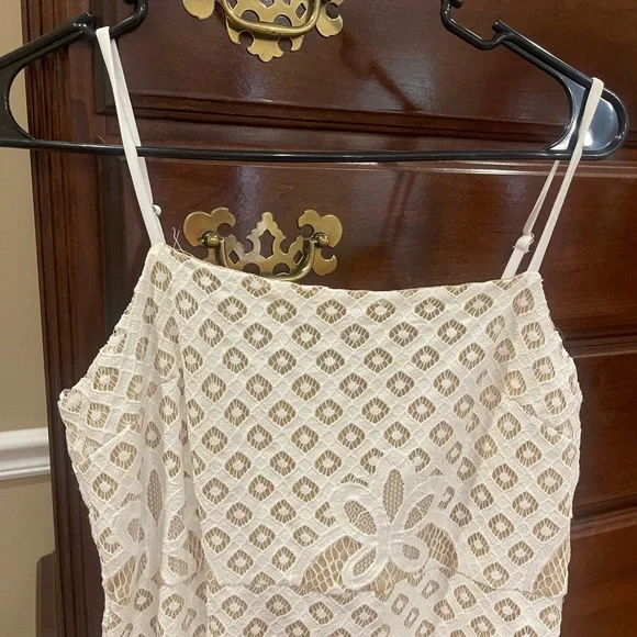 Altar'd State White Nude Lace Strappy Bridal Shower Sexy Fitted Dress Size M NWT - Picture 4 of 6